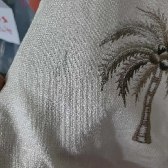 NWT Malibu Tropical Palm Button Down with Linen Look - Picture 8 of 8